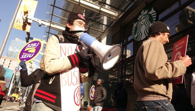 Starbucks workers strike across NYC, demand the company
start bargaining